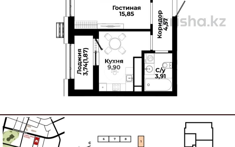 1-комнатная квартира · 36.1 м² · 2/12 этаж, Р. Кошкарбаева 19а — БЕЗ КОМИССИИ за ~ 24.7 млн ₸ в Астане — фото 2