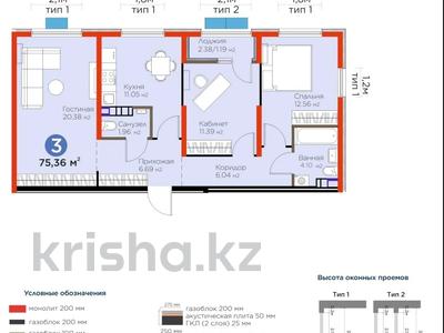 3-комнатная квартира · 75 м² · 6/6 этаж, мкр Гажайып, Бауыржана Момышулы 9 за 50.5 млн ₸ в Алматы, Алатауский р-н