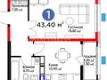 1-комнатная квартира · 43.4 м² · 10/16 этаж, К. Толеметова 463 за 33 млн ₸ в Шымкенте, Абайский р-н — фото 19