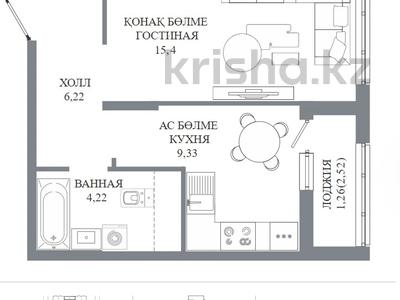1-бөлмелі пәтер · 36.43 м² · 5/14 қабат, Пересечение ул. Калдаякова и ул. Жургенова 44 — БЕЗ КОМИССИИ!, бағасы: ~ 20.8 млн ₸ в Астане