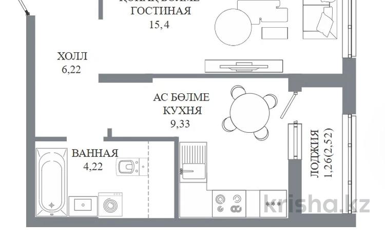 1-бөлмелі пәтер · 36.43 м² · 5/14 қабат, Пересечение ул. Калдаякова и ул. Жургенова 44 — БЕЗ КОМИССИИ!, бағасы: ~ 20.8 млн ₸ в Астане — фото 3