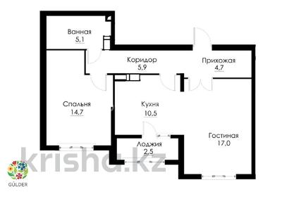 2-бөлмелі пәтер · 60.4 м² · 6/12 қабат, Абишева — Напротив рынка Жибек жолы, бағасы: 45 млн ₸ в Алматы, Наурызбайский р-н