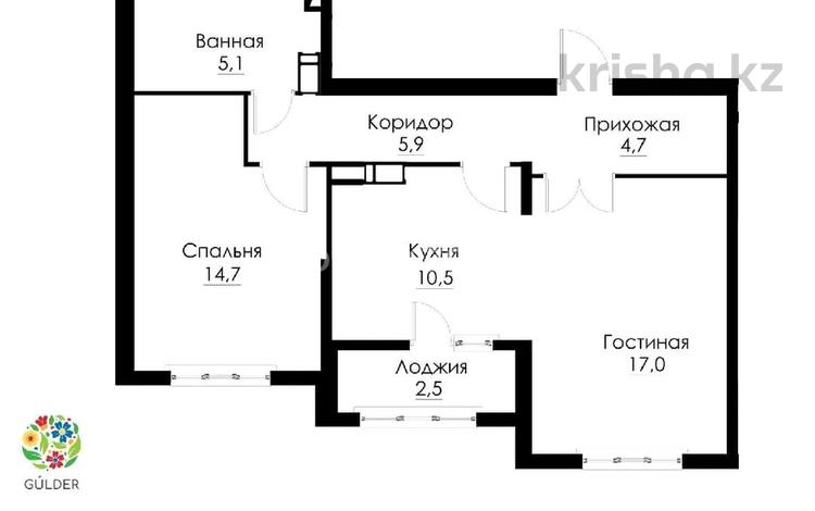 2-бөлмелі пәтер · 60.4 м² · 6/12 қабат, Абишева — Напротив рынка Жибек жолы, бағасы: 45 млн ₸ в Алматы, Наурызбайский р-н — фото 2