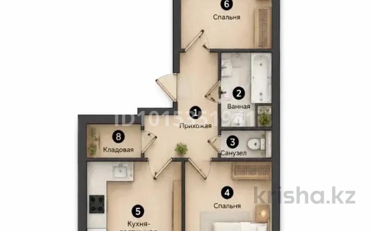 3-бөлмелі пәтер · 71.7 м² · 5/7 қабат, Естай 39/3, бағасы: 28.5 млн ₸ в  — фото 2