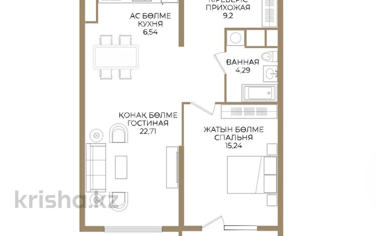2-комнатная квартира · 59.24 м² · 5/9 этаж, Каныша Сатпаева 90а/1 — ЛУЧШАЯ ЦЕНА за 49 млн ₸ в Алматы, Бостандыкский р-н — фото 7
