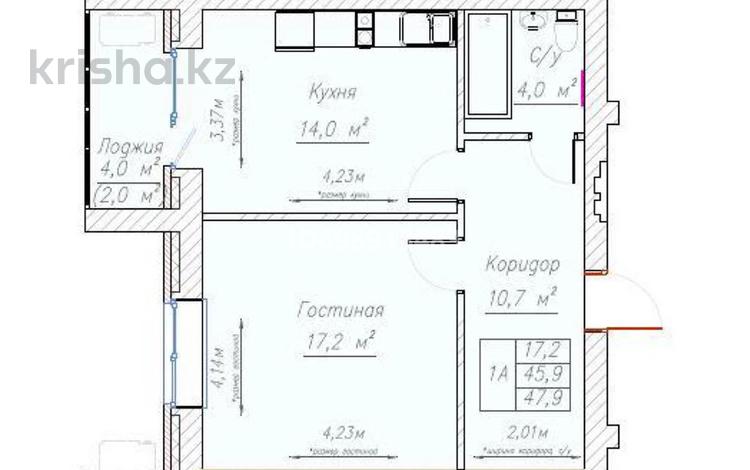 1-бөлмелі пәтер · 47.9 м² · 2/9 қабат, Островского 33, бағасы: ~ 14.4 млн 〒 в Кокшетау — фото 2