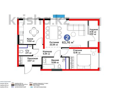 2-бөлмелі пәтер, 63.76 м², Байтерекова — ежемесячно 300000, бағасы: ~ 39.5 млн 〒 в Шымкенте