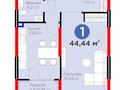 1-бөлмелі пәтер · 44.44 м² · 2/6 қабат, ​Гажайып микрорайон 11/19, бағасы: 31.5 млн ₸ в Алматы, Алатауский р-н