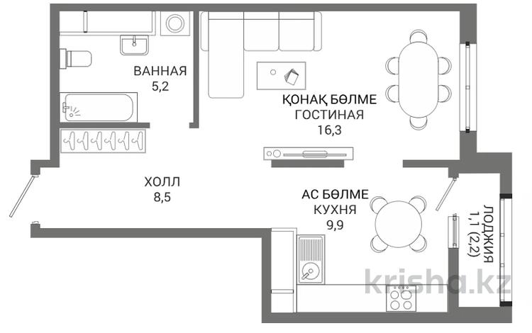 1-бөлмелі пәтер · 41.1 м² · 16/16 қабат, Мангилик Ел 74, бағасы: ~ 22.1 млн ₸ в Астане — фото 3
