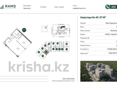 2-комнатная квартира · 57 м² · 9/9 этаж, габдуллина 14а — Байтурсынова за 80 млн ₸ в Алматы, Бостандыкский р-н