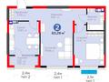 2-бөлмелі пәтер · 65.28 м² · 3/9 қабат, Ботакоз 2/1, бағасы: 44.5 млн ₸ в Алматы, Алатауский р-н
