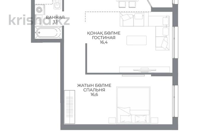 2-бөлмелі пәтер · 57.6 м² · 5/9 қабат, пр. Жумабаева, бағасы: ~ 30.5 млн ₸ в Астане, Сарайшык р-н — фото 2