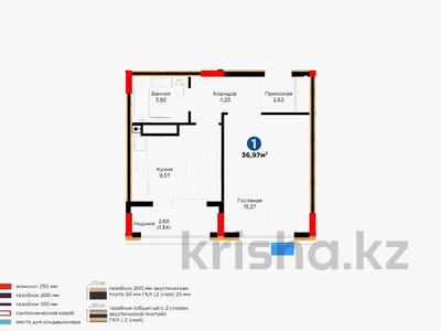 1-бөлмелі пәтер · 38 м² · 3/9 қабат, Е 101, бағасы: 23.3 млн 〒 в Астане, Нура р-н