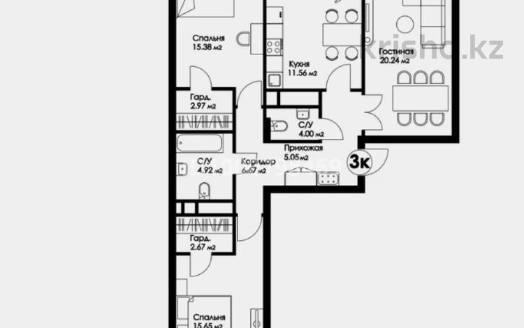 3-бөлмелі пәтер · 88.74 м² · 4/11 қабат, E-10 J, бағасы: 34 млн 〒 в Астане — фото 2