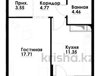 1-комнатная квартира · 43.46 м² · 2/12 этаж, ул. Фадеева, 38г 5 — Райымбек батыр-Н. Тілендиев за 29 млн ₸ в Алматы, Алатауский р-н