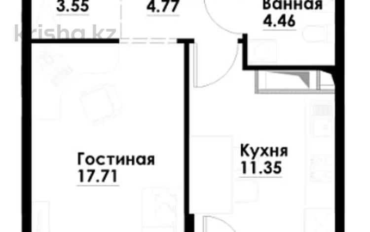 1-бөлмелі пәтер · 43.46 м² · 2/12 қабат, ул. Фадеева, 38г 5 — Райымбек батыр-Н. Тілендиев, бағасы: 29 млн ₸ в Алматы, Алатауский р-н — фото 14