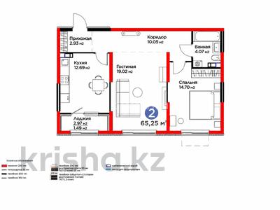 2-бөлмелі пәтер · 65.25 м² · 5/6 қабат, Тараз 8/1, бағасы: 45 млн ₸ в Алматы, Турксибский р-н
