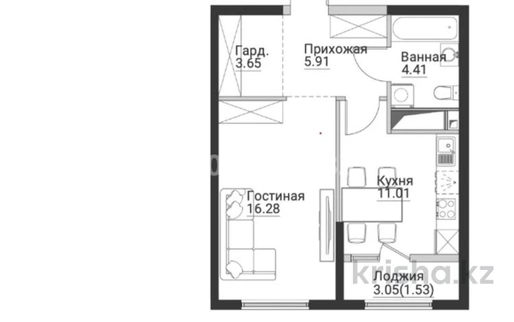 1-бөлмелі пәтер · 42.79 м² · 8/12 қабат, ул. Фадеева, 38г 15, бағасы: 25.5 млн ₸ в Алматы, Алатауский р-н — фото 3
