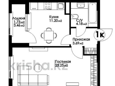 1-комнатная квартира, 43.2 м², 6/18 этаж, Е-36 5 за 17.8 млн 〒 в Астане, Есильский р-н