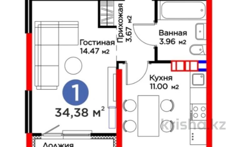 1-бөлмелі пәтер · 33.51 м² · 5/6 қабат, Бауыржана Момышулы 11/14а, бағасы: 25 млн 〒 в Алматы, Алатауский р-н — фото 2