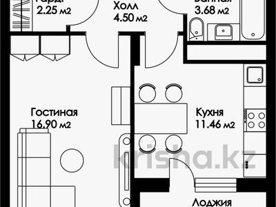 1-бөлмелі пәтер · 41.5 м² · 9 қабат, Нажимеденова 29, бағасы: 17.5 млн ₸ в Астане, Алматы р-н