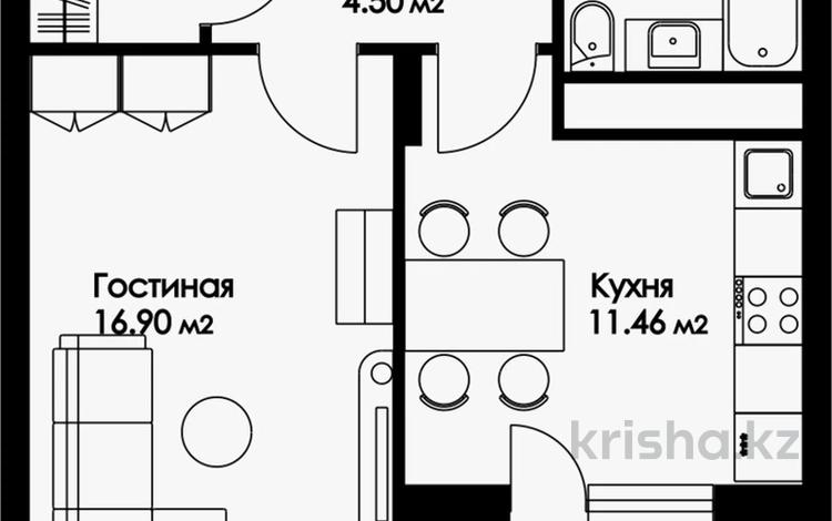 1-бөлмелі пәтер · 41.5 м² · 9 қабат, Нажимеденова 29, бағасы: 17.5 млн ₸ в Астане, Алматы р-н — фото 2