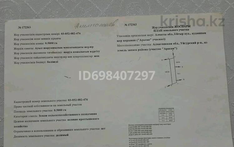 Участок · 50 соток, Уйгурский р-н, участок "Арасан", возле Бахуса за 9.5 млн ₸ в Чундже — фото 2