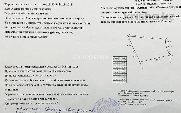 Жер телімі · 3.5 га, Шиен ауылы — Узынагаш между жамбыл вдоль дороги !, бағасы: 9.5 млн ₸ в п. Шиен — фото 2