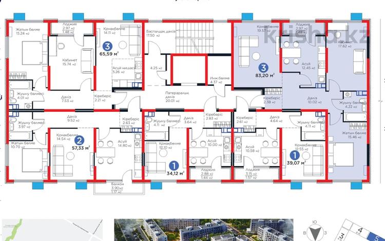 3-комнатная квартира · 83 м² · 5/6 этаж, Кайрат микрорайон 716/16 за 46.5 млн ₸ в Алматы, Турксибский р-н — фото 2
