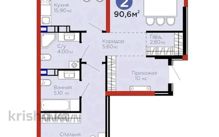2-бөлмелі пәтер · 90.6 м² · 9/9 қабат, Егизбаева 1/1, бағасы: 85.9 млн ₸ в Алматы, Бостандыкский р-н — фото 17