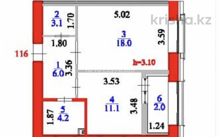 1-комнатная квартира · 44.4 м² · 9/9 этаж, Улы Дала 36 — Туран за 27.5 млн ₸ в Астане, Нура р-н — фото 2