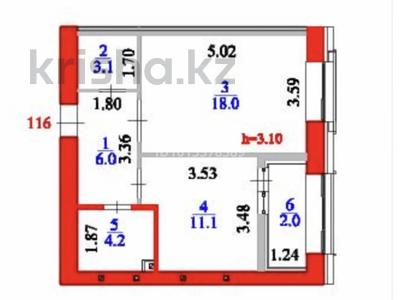 1-бөлмелі пәтер · 44.4 м² · 9/9 қабат, Улы Дала 36 — Туран, бағасы: 28 млн ₸ в Астане, Нура р-н