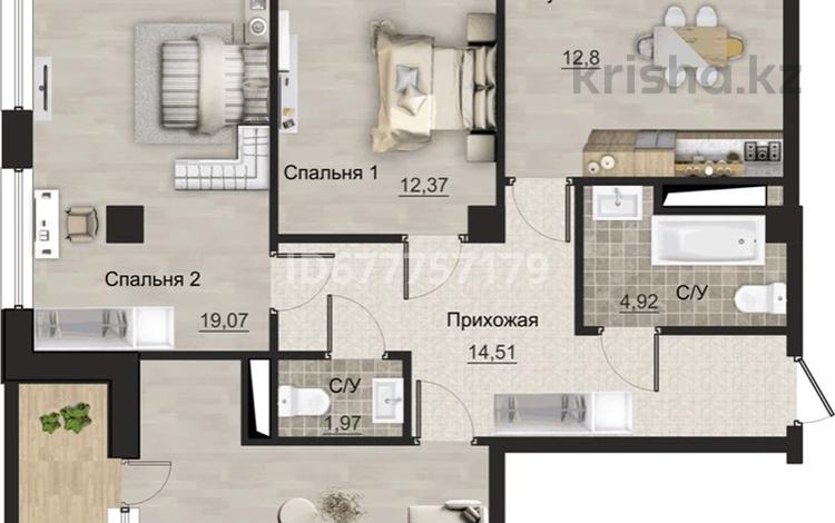 3-комнатная квартира, 91.29 м², 2/3 этаж, Мкр Курамыс 78 за 70 млн 〒 в Алматы, Наурызбайский р-н — фото 2