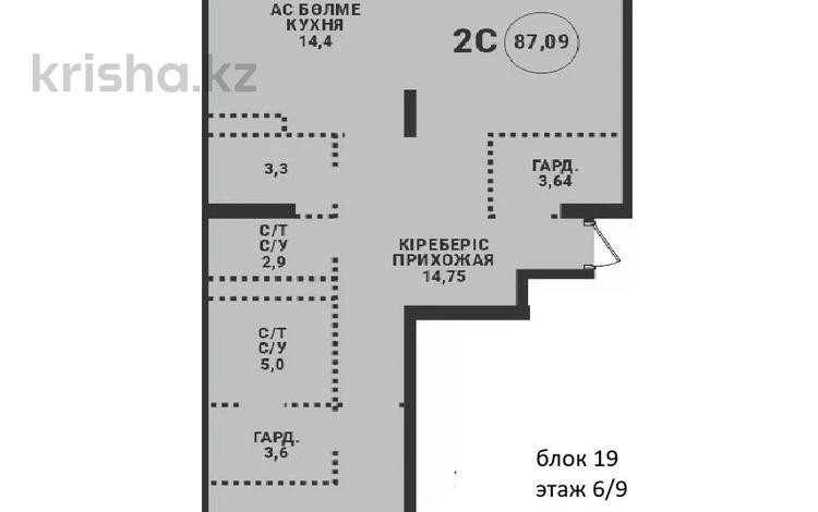 2-комнатная квартира · 87.9 м² · 6/9 этаж, Маркова 77/1 — Аль - Фараби за ~ 129.5 млн ₸ в Алматы, Бостандыкский р-н — фото 2