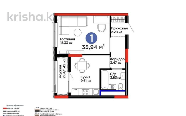 1-бөлмелі пәтер · 36 м² · 6/9 қабат, Е-15 5, бағасы: 25 млн ₸ в Астане, Нура р-н — фото 3