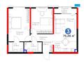 3-бөлмелі пәтер · 74.5 м² · 2/9 қабат, Тараз ш/а, Рыскулова 33/2, бағасы: 50 млн ₸ в Шымкенте, Аль-Фарабийский р-н