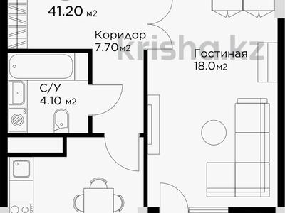 1-комнатная квартира · 41.2 м² · 11/12 этаж, Е-36, E-15 за ~ 28.4 млн ₸ в Астане, Нура р-н