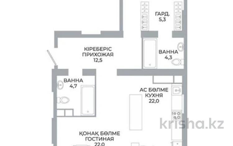 2-комнатная квартира, 93 м², 14/17 этаж, Аль-Фараби 41