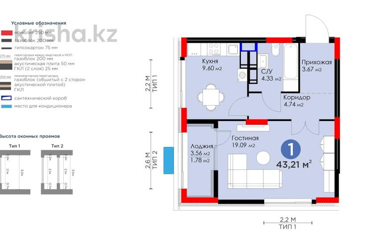 1-комнатная квартира, 43.21 м², АКЦИЯ 6% — СКИДКА за ~ 21.6 млн 〒 в Астане, Есильский р-н — фото 19