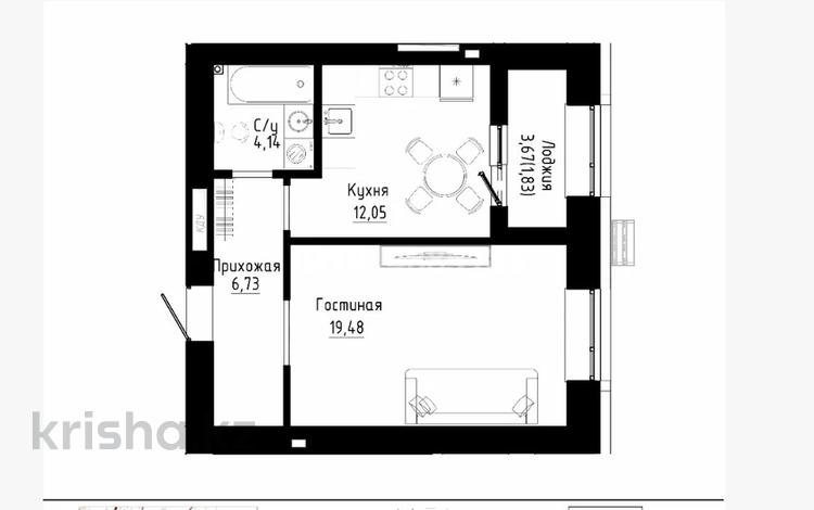 1-бөлмелі пәтер · 44.24 м² · 8/12 қабат, Култегин 3, бағасы: 30 млн ₸ в Астане, Нура р-н — фото 2