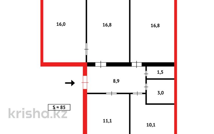 4-комнатная квартира · 85 м² · 3/5 этаж, 9-й мкр. за 25 млн ₸ в Темиртау — фото 2