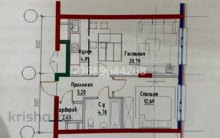 2-комнатная квартира, 50.8 м², 6/9 этаж, Райымбек батыра 163 за 23.7 млн 〒 в  — фото 2