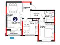 2-бөлмелі пәтер · 63.89 м², Е 908 23, бағасы: ~ 46.8 млн ₸ в Астане, Нура р-н — фото 3
