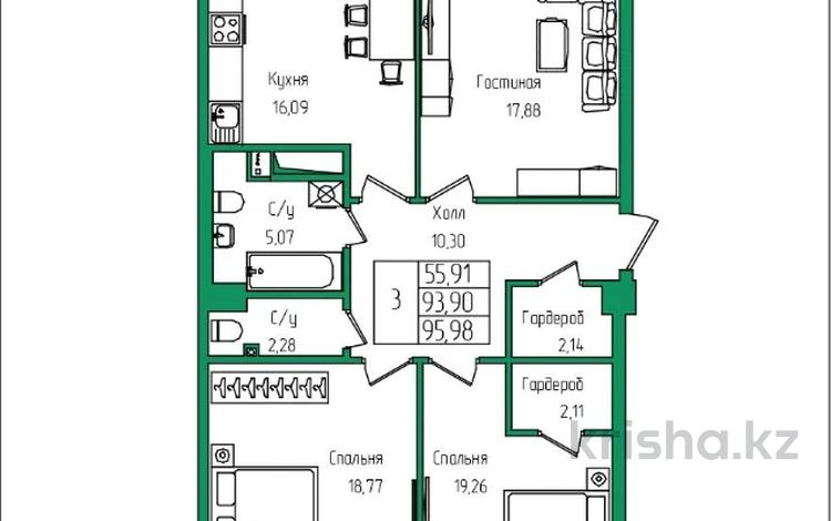 3-комнатная квартира · 98.7 м² · 5/9 этаж, Есенберлина 92 за 46.8 млн ₸ в Усть-Каменогорске — фото 21