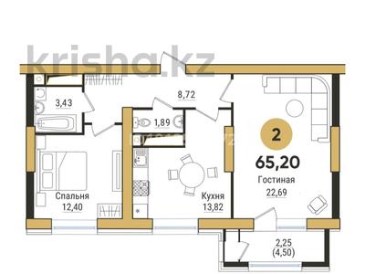 2-бөлмелі пәтер · 65.2 м² · 15/19 қабат, К.Кайсенова 55/1, бағасы: ~ 35.9 млн ₸ в Усть-Каменогорске