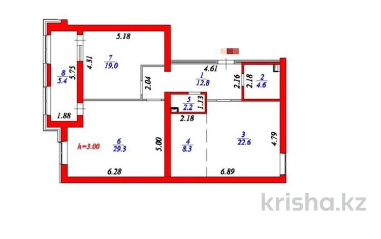 3-комнатная квартира · 104 м² · 6/7 этаж, улица А.Бокейхан 29 за ~ 64 млн ₸ в Астане, Есильский р-н — фото 2