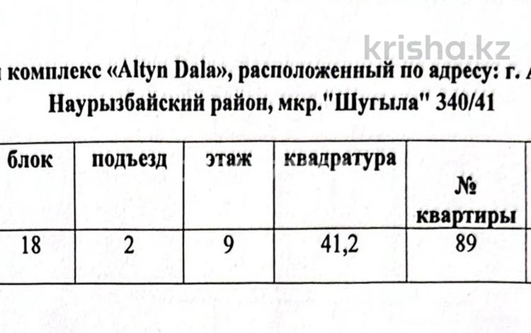 1-бөлмелі пәтер · 41.2 м² · 9/9 қабат, мкр Шугыла 342/1, бағасы: 21 млн ₸ в Алматы, Наурызбайский р-н — фото 2