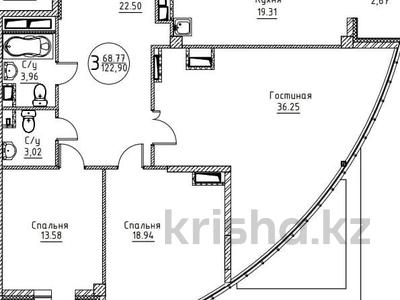 3-бөлмелі пәтер · 127 м² · 22/23 қабат, Сыганак, бағасы: ~ 48 млн ₸ в Астане, Нура р-н