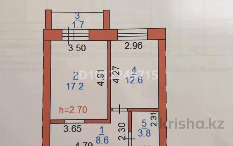 1-бөлмелі пәтер · 43.9 м² · 3/5 қабат, Мкр. Береке 38, бағасы: 18 млн ₸ в Костанае — фото 2