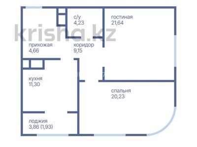 2-бөлмелі пәтер · 72.79 м² · 4/12 қабат, ул. Е 908 24/1 — Улы Дала, бағасы: 38 млн ₸ в Астане, Нура р-н